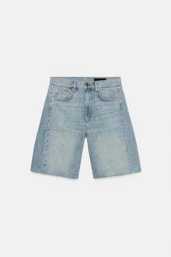 ZARA ДЖИНСОВЫЕ ШОРТЫ RELAXED СО СРЕДНЕЙ ПОСАДКОЙ — ZW COLLECTION, ГОЛУБОЙ