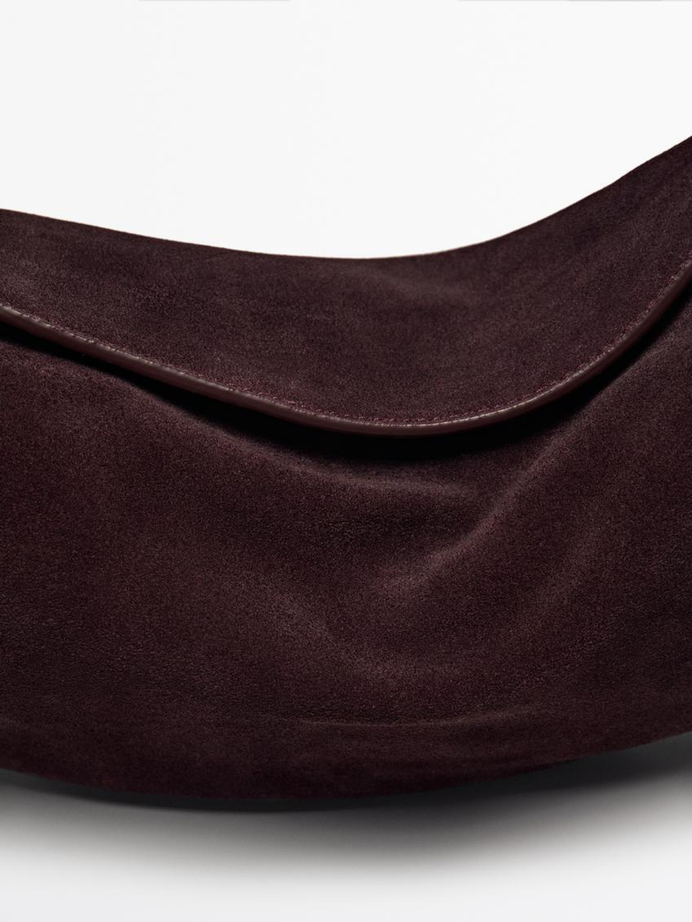 Massimo Dutti Замшевая сумка с плечевым ремнем, гранатовый