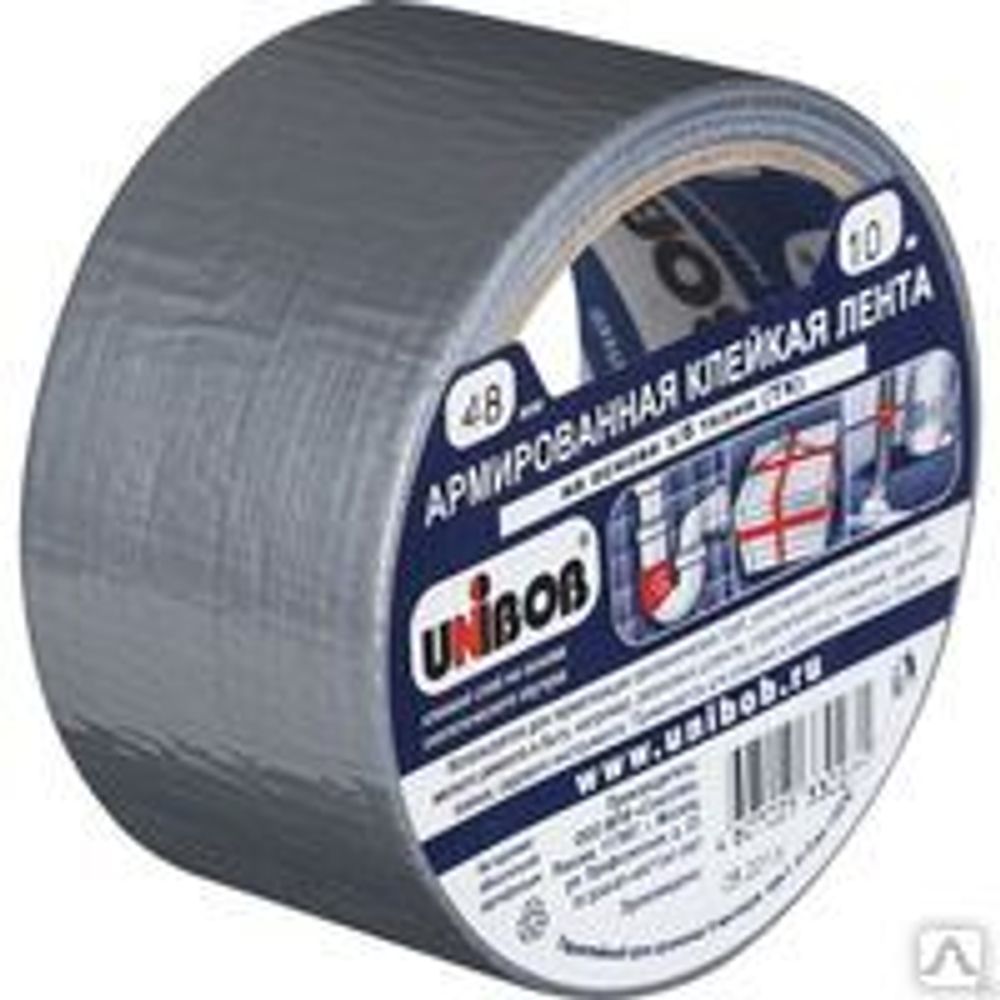 Лента клейкая армированная  48*50м серебрянная  Unibob / 00252