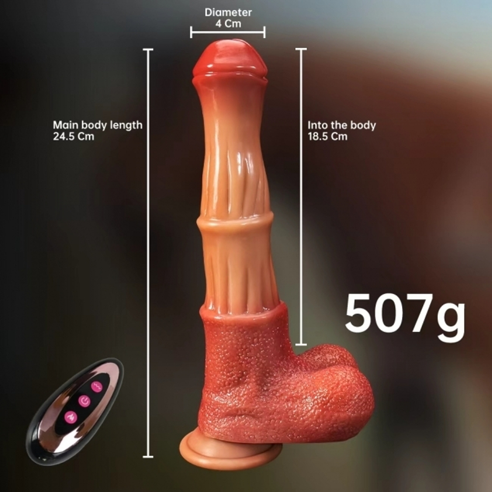 Фалоимитатор в форме лошадиного пениса с вибрацией на пульте ДУ (Цвет: Телесный)