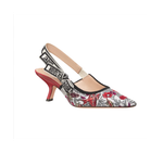 Туфли Dior J’Adior Slingback Dioramour белые с вышивкой Cœur des Curiosités и бантом