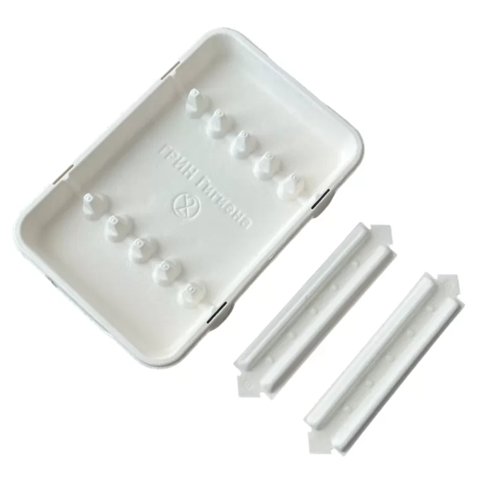 Лоток ЛК01 одноразовый бумажный (206х139х21мм) с крепежными лентами в комплекте ГРИН Гигиена 100 шт