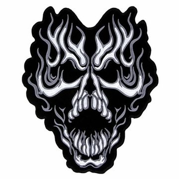 Нашивка Череп горящий серый