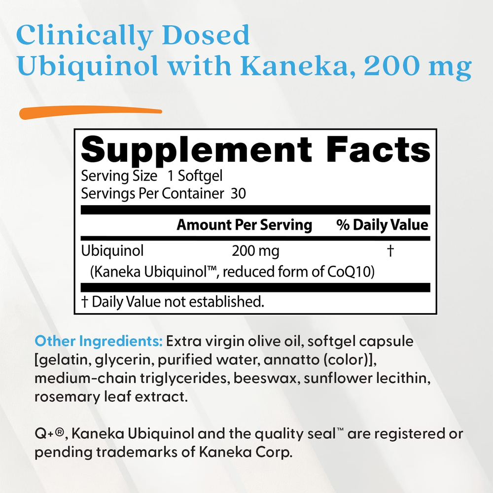 Doctor's Best, Убихинол с Kaneka, 200 мг, 30 мягких желатиновых капсул