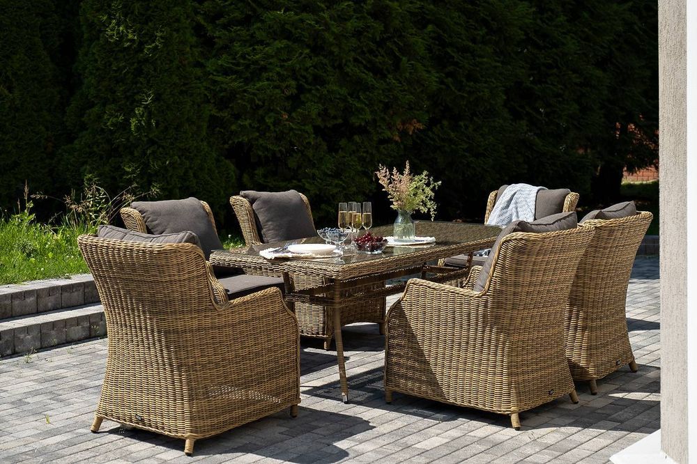 "Неаполь" обеденная группа плетеная из искусственного ротанга, цвет соломенный