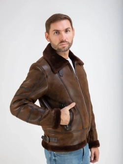 Дубленка мужская натуральная авиатор зимняя Турция