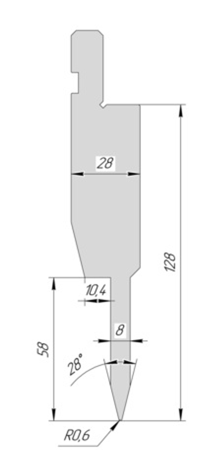 Пуансон для плющения AHP 1195 28° H128 R0,6