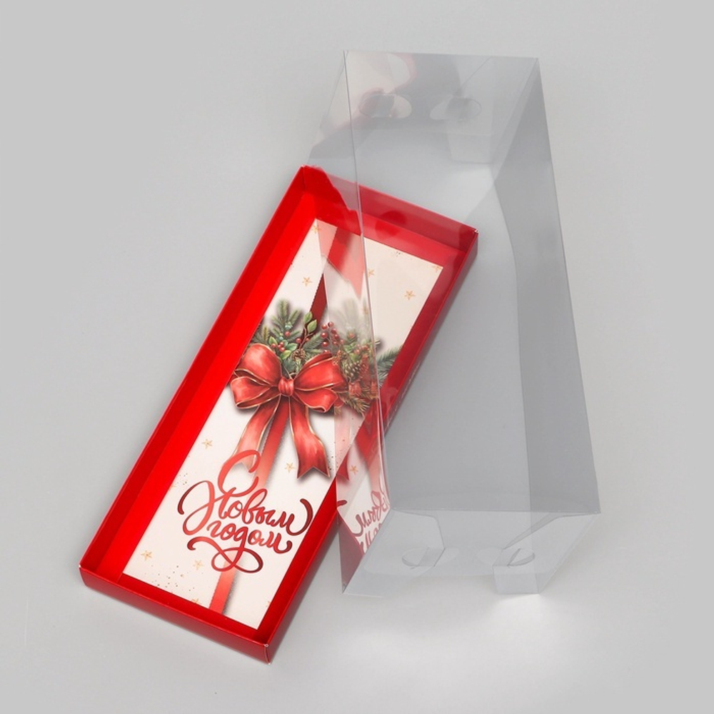 Коробка с прозрачной крышкой под рулет «С Новым годом», 30×12×12