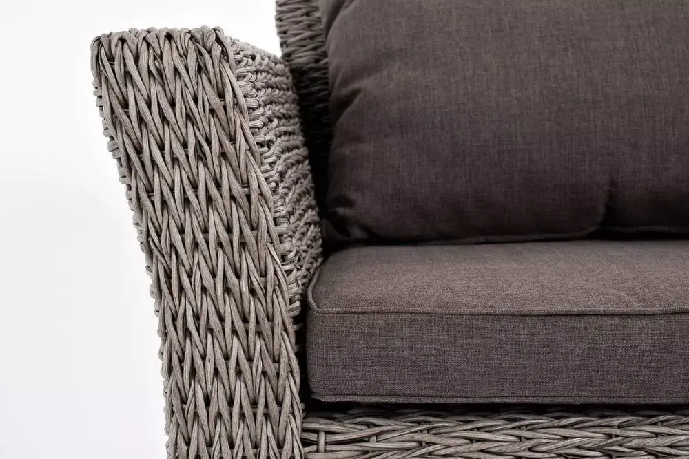 "Капучино сингл" лаунж-зона из искусственного ротанга (гиацинт), цвет серый