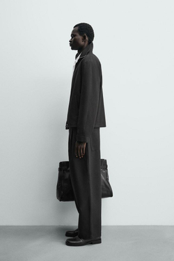 ZARA КУРТКА-РУБАШКА ИЗ РЕЛЬЕФНОГО ТВИЛА, ЧЕРНЫЙ