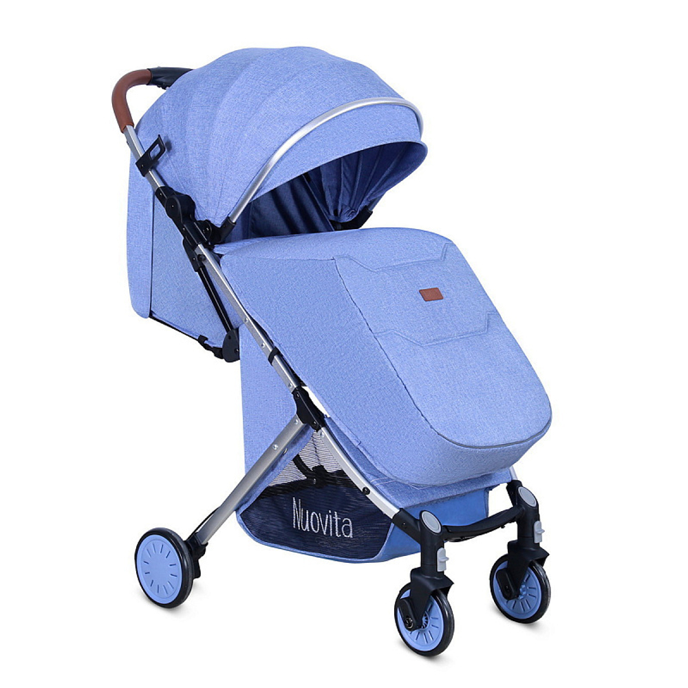 Детская прогулочная коляска Nuovita Giro Lux Denim, Argento / Джинсовый, Серебряный