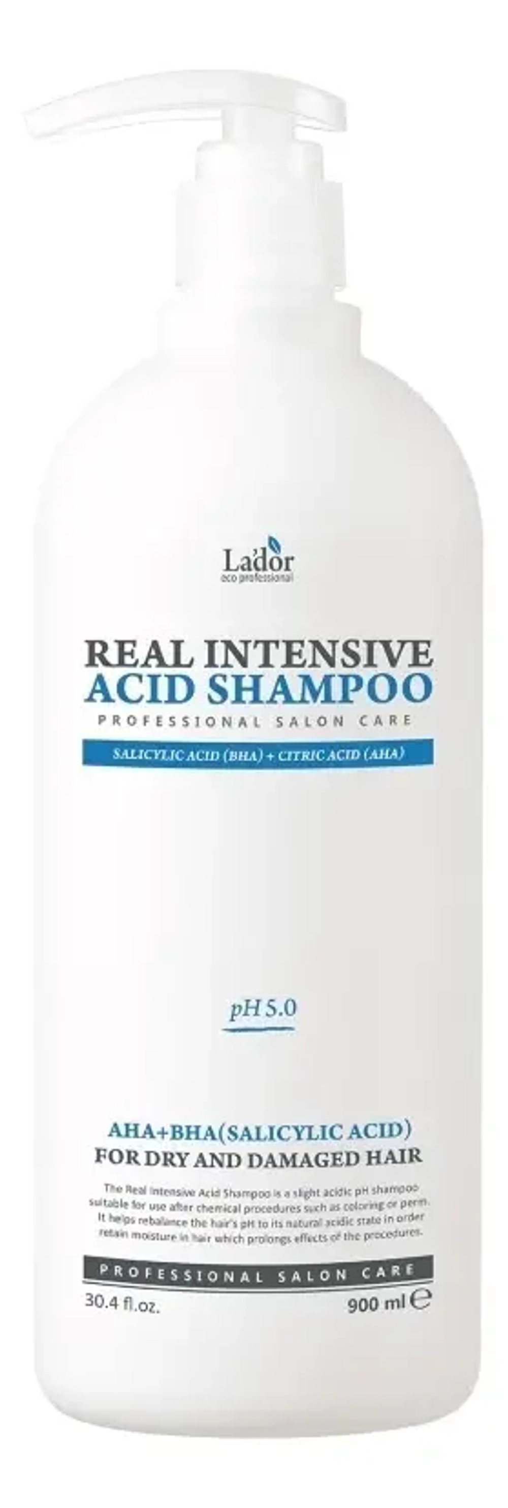 La`dor Кислотный шампунь для сухих и поврежденных волос Real Intensive Acid Shampoo ,900 мл
