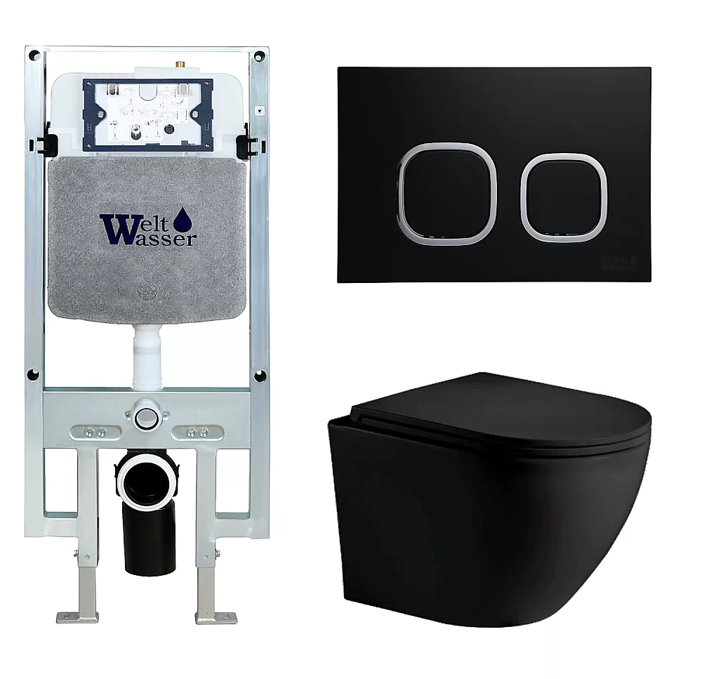 Унитаз с инсталляцией WeltWasser AMBERG 497 ST + MERZBACH 043 MT-BL + AMBERG RD-BL