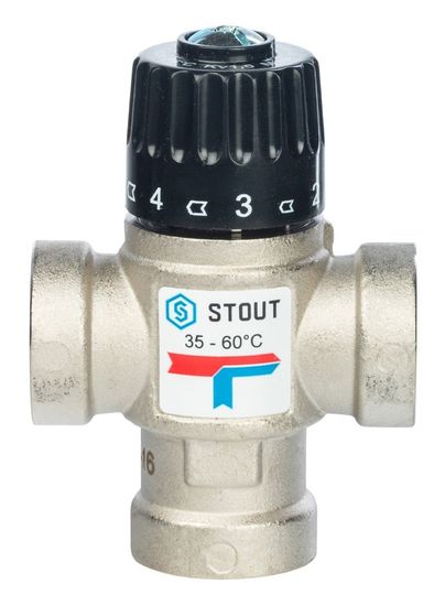 Термостатический смесительный клапан Stout 3/4" ВР 35-60 °С, KV 1,6 м3/ч (SVM-0110-166020)