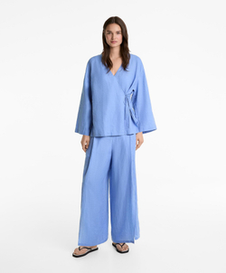 Oysho Брюки из 100%-го льна, голубой