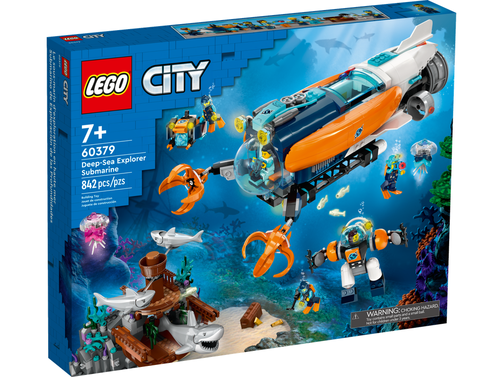 Конструктор Лего Сити Подводная лодка исследования морского дна 60379 | LEGO City Deep-Sea Explorer Submarine 842 дет 7+