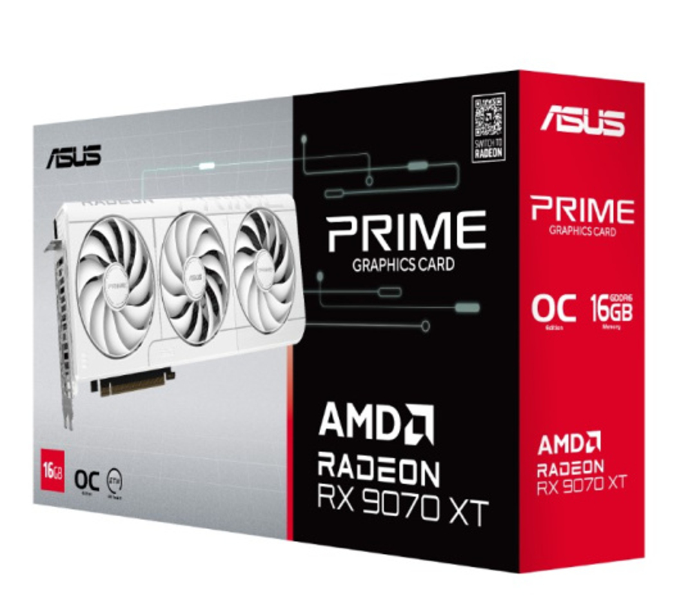 Видеокарта ASUS Radeon RX 9070 XT PRIME OC WHITE (PRIME-RX9070XT-O16G-WHITE)