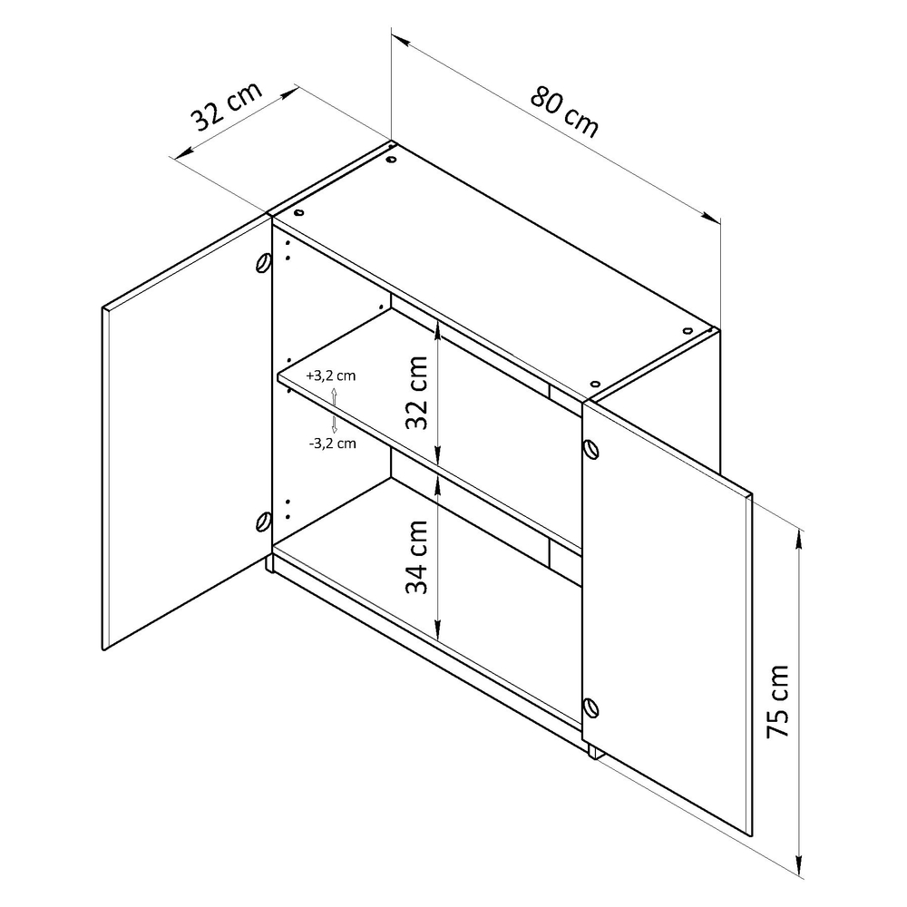 Кухонный модуль 80х32х75, Виола, навесной, шкаф, ЛДСП, белый, Dipriz