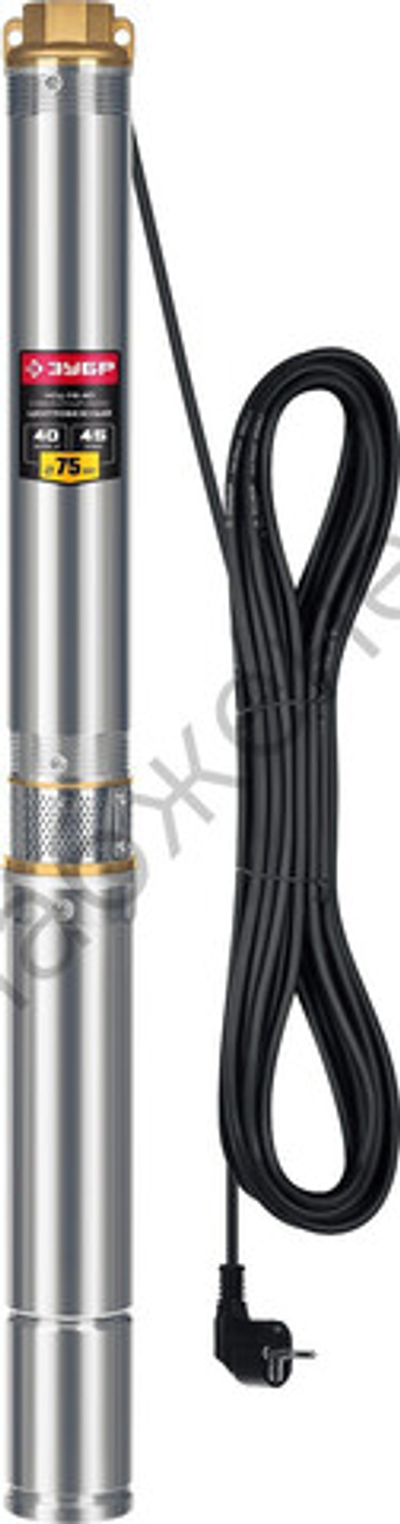 ЗУБР 550 Вт, 40 м напор, скважинный центробежный насос, корпус из нержавеющей стали (НСЦ-75-40)