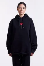 Худи Гербарий Мак Warm со шнурком в поясе черный