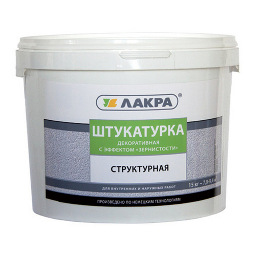 Декор.штукатурка с эф.зернист. белая 15кг зерно 1,5мм (Лакра)