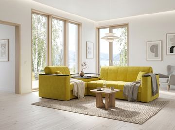 Диван угловой с Баром Неаполь 1,6 - Velutto 28 оливковый/ коричневая накладка