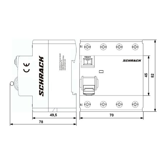 УЗО Schrack Technik 4P 63A 30mA тип AC 10kA Amparo AR006103-- (ВДТ)