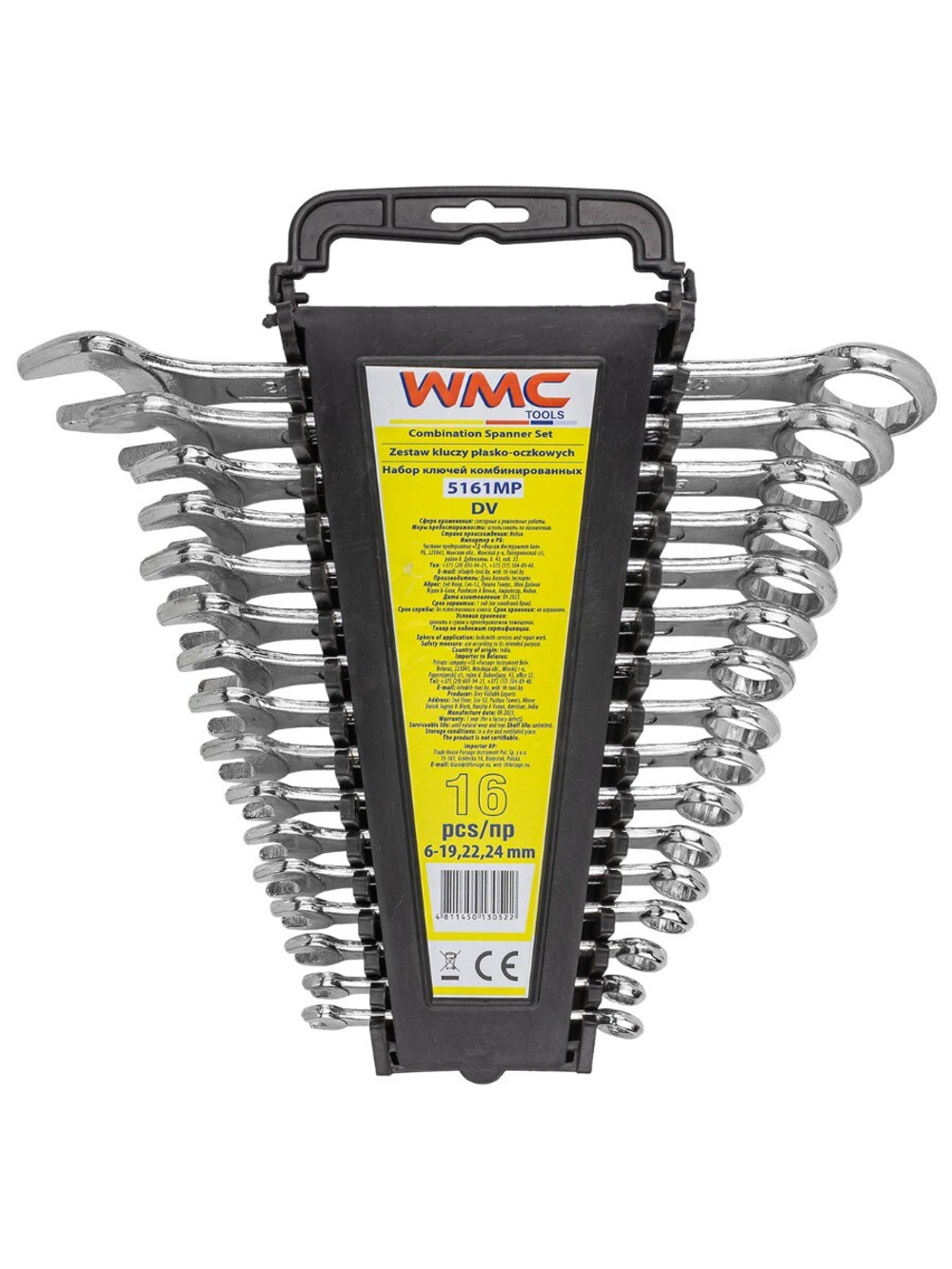 Ключи комбинированные, набор 16пр. (6-19, 22, 24мм) WMC TOOLS WMC-5161MP DV