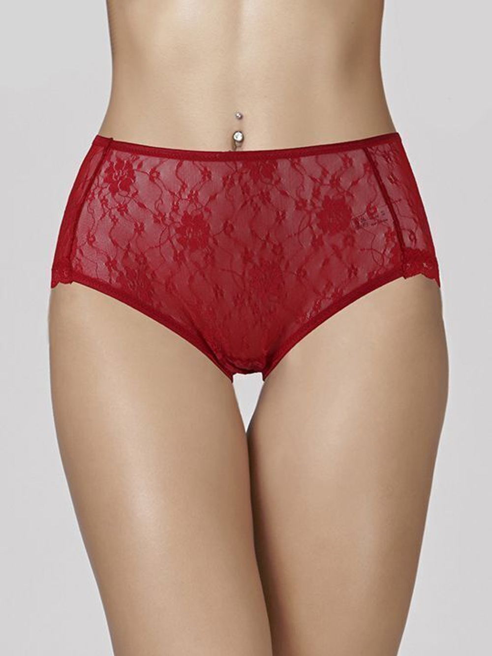 Высокие кружевные трусики-слипы (Размер: XL) (Цвет: черный)