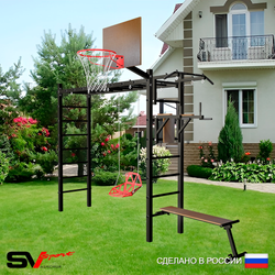 Уличная шведская стенка Sv Sport рукоход У541К (Турник/Брусья/Скамья/Со спинкой/Щит баскет)