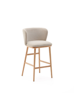 Ciselia Полубарный стул из бежевого шенилла и ясеня в натуральной отделке