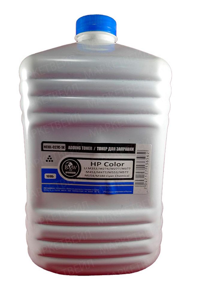 Тонер для картриджей HP CF401/CF411/CF531/CF541, Canon CRG-045/046/054 Cyan химический (1кг) Black&amp;White Premium фас.Россия