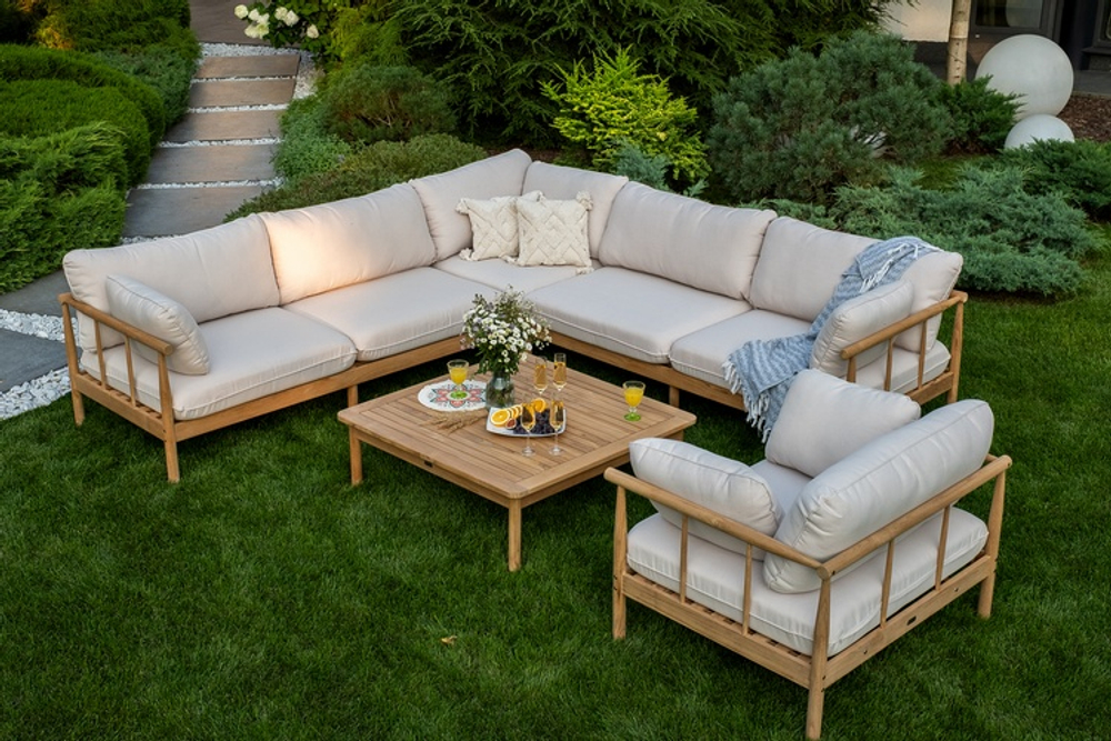 Лаунж зона из тика Joygarden БУНГАЛО L, бежевый