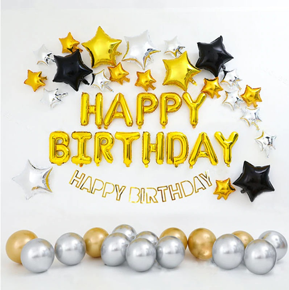 Набор шаров-букв (16''/41 см) Мини-Надпись "Happy Birthday", Золото