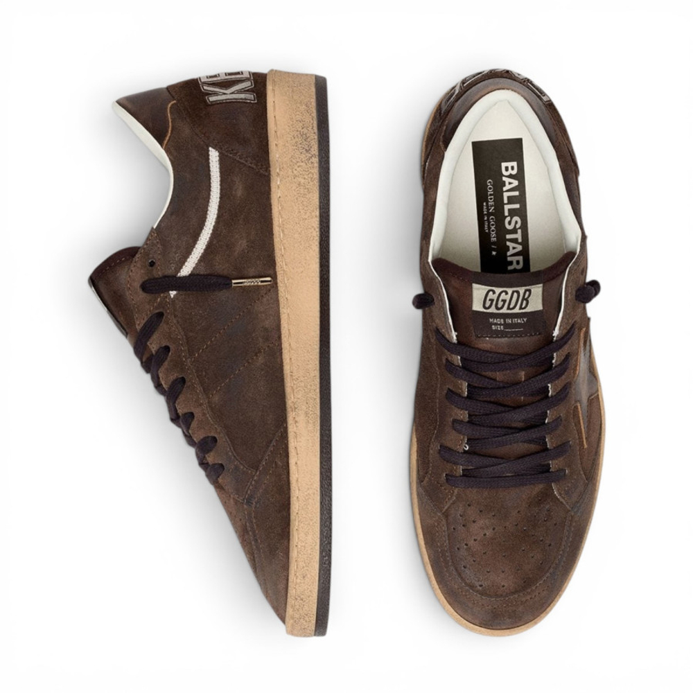Женские Golden Goose Ball Star in Brown Suede with Brown Leather Star and Hell Tab
