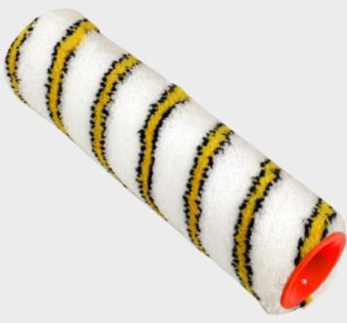 Ролик Полиамид Белый с желто-чёрн пол.  180мм, d50мм, d8мм,  ворс 13мм, Премиум  DECOR/ 520-3180