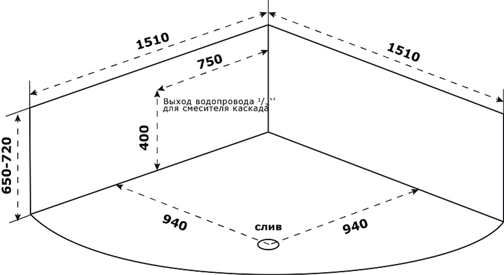 Ванна акриловая Azario Азура 150х150 пристенная (АЗВ0001)