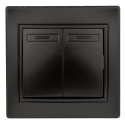 Переключатель Intro Plano 1-107-05 двухклавишный, 10А-250В, IP20, СУ, антрацит