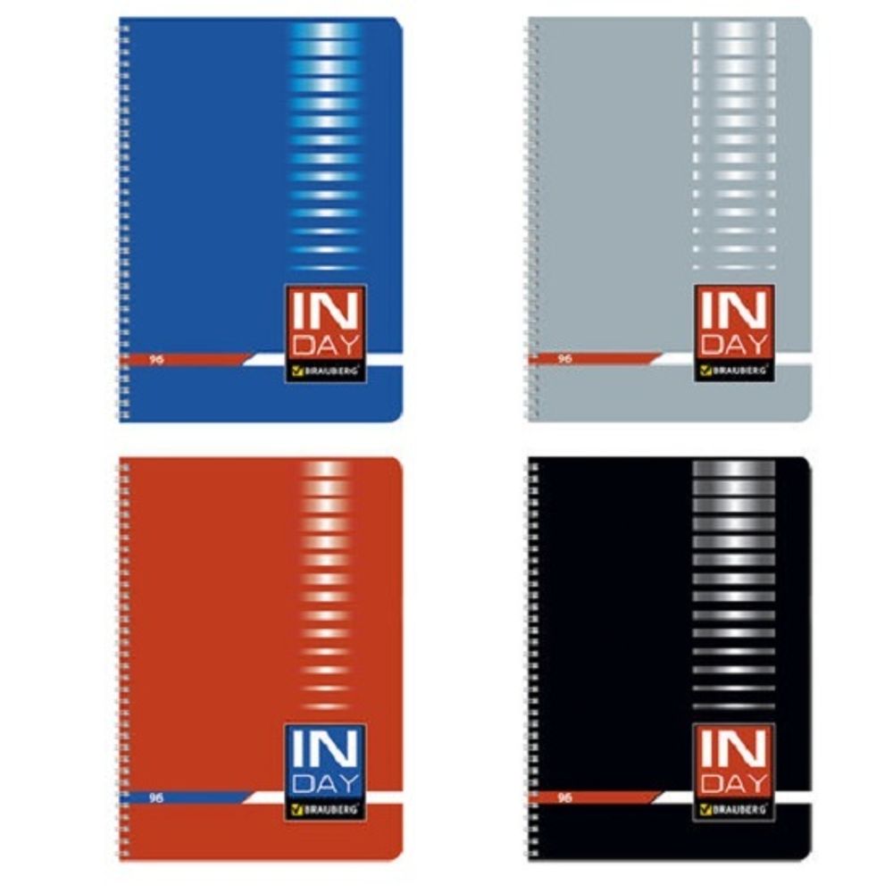 Тетрадь 96л, А4, клетка, на гребне, Brauberg INDAY