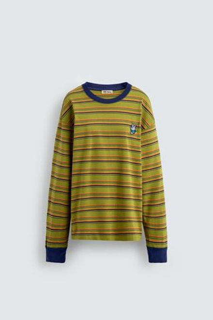 ZARA HARRY LAMBERT X DISNEY ФУТБОЛКА В ПОЛОСКУ С НАШИВКОЙ DAISY DUCK, ЗЕЛЕНЫЙ