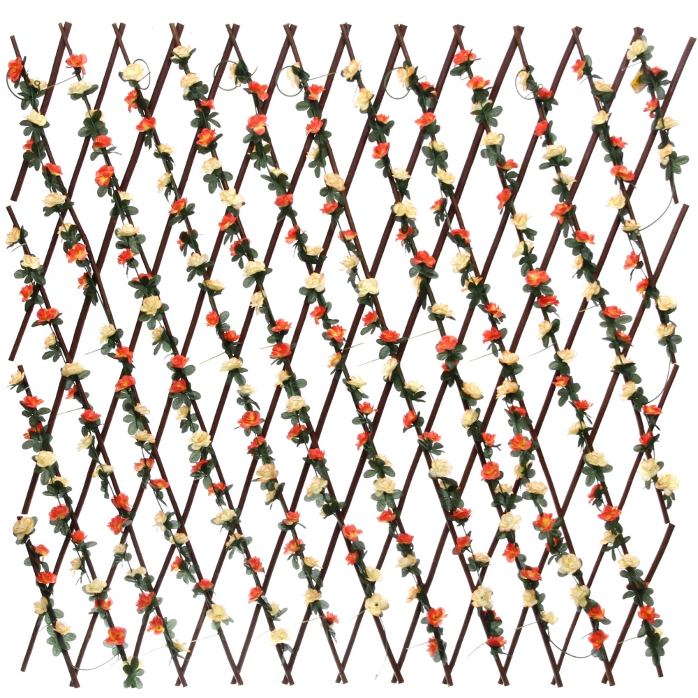 Забор декоративный «Разноцветный вьюнок» при ширине 2 м высота 0,95 м (h-1,2м в сложенном), Зеленый