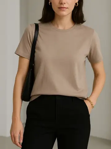 Футболка женская летняя, бежевая