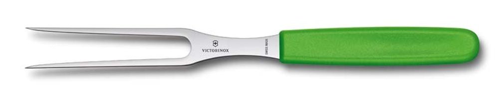 Вилка разделочная 15 см плоская из нержавеющей стали с яркой зелёной пластиковой ручкой VICTORINOX 5.2106.15L4B