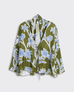 Рубашка на завязках из вискозы цветы зеленый