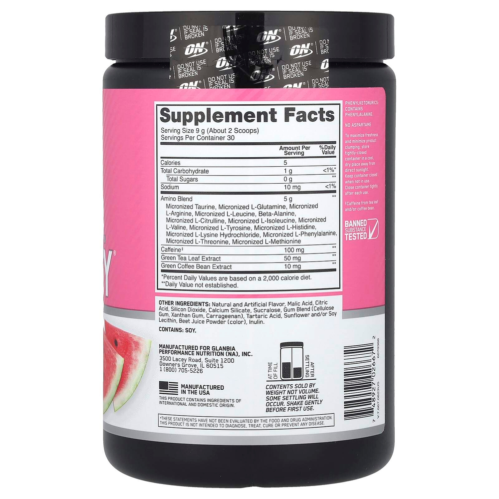 Optimum Nutrition, Essential Amin.O. Energy®, арбуз, 270 г (9,5 унции)