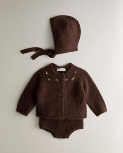 ZARA HOME ДЕТСКИЙ КАРДИГАН ИЗ АЛЬПАКИ, КОРИЧНЕВЫЙ