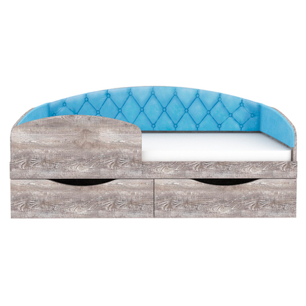 Кровать односпальная КарИВи Беллуччи с каретной стяжкой 80x160 Бетон Светло-синий, голубой