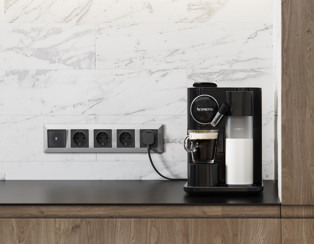 MA902015 Комплект механизма 1-кл выключателя с подсветкой 5600K ALFA Графит мягкое касание QUANT (AP9020, VM101, G14W)