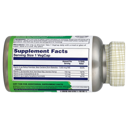 Solaray, высокоэнергетические мультивитамины для приёма один раз в день, без железа, 60 растительных капсул