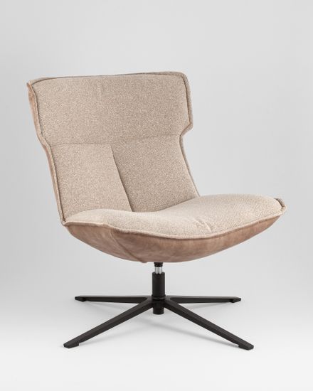 Кресло лаунж Sway бежевый с коричневым букле и велюр